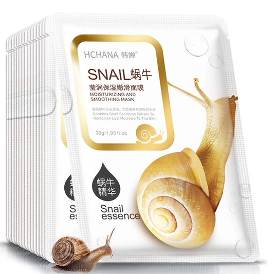 10pcs Snail Moisturizing Face Mask Replenishment Oil Control/ Korean Cosmetics