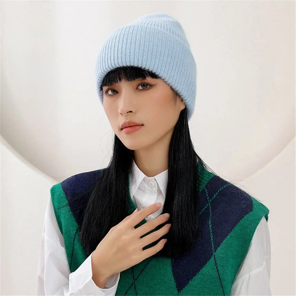 Versatile Korean Style Knit Beanies/Rabbit Fur